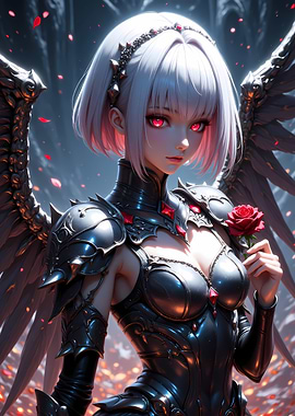 Dark Angel with Red Rose