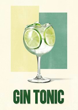 Gin Tonic Cocktail Illustration