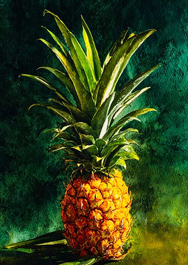 Vibrant Ripe Pineapple Still Life Art