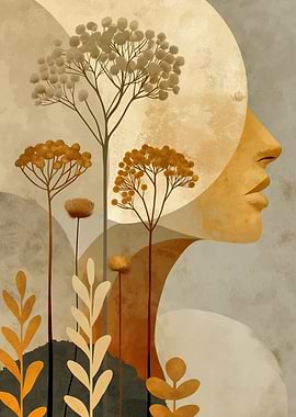 Abstract Profile with Floral Elements