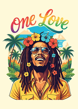 Bob Marley One Love Tropical Art