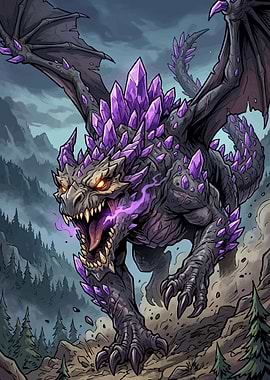 Crystal Dragon in Mountain Landscape