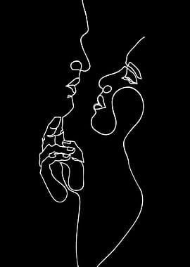 Minimalist Line Art of Two Faces