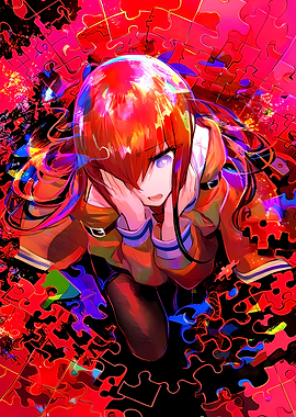 Anime Girl in Puzzle Background