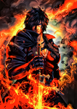 Fiery Warrior with Sword