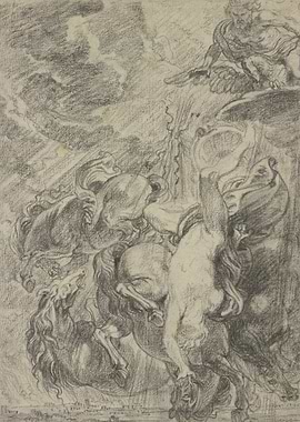 Mythological Scene with Falling Figure
