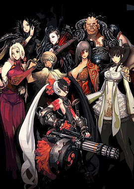 Group of Fantasy Characters with Weapons