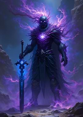 Dark Fantasy Warrior with Glowing Sword
