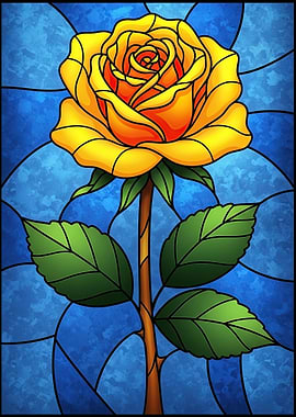 Stained Glass Yellow Rose