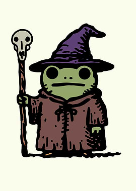Frog Wizard with Skull Staff