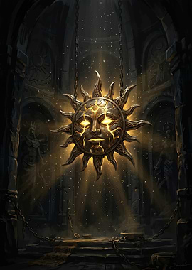 Sun Mask in Ancient Temple