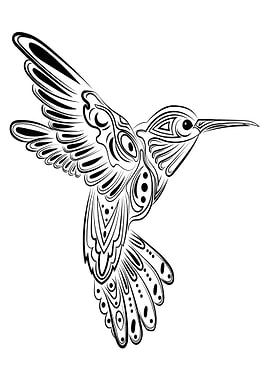 Tribal Hummingbird Tattoo Design