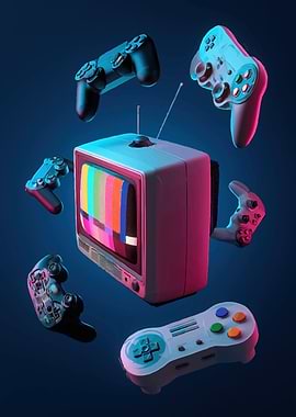 Retro TV and Video Game Controllers