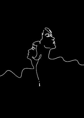 Minimalist Line Art of Two Faces
