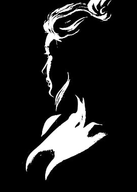 Silhouette of a person with flowing hair