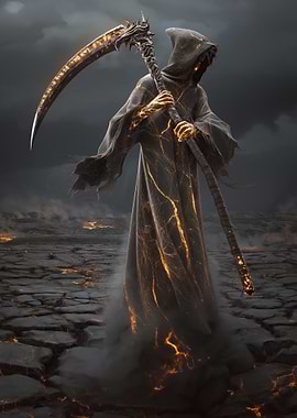Grim Reaper with Fiery Scythe