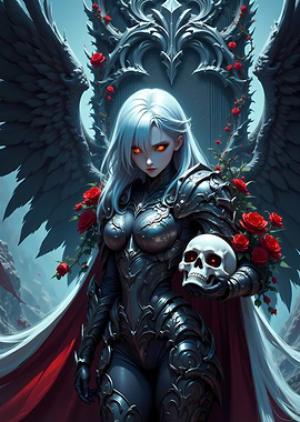 Dark Angel Holding Skull