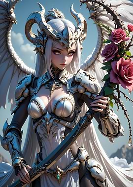 Angelic Warrior with Roses