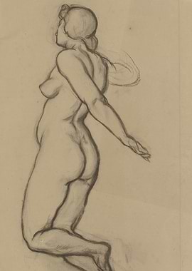 Charcoal Sketch of a Nude Woman