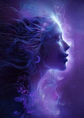 Ethereal Woman in Cosmic Nebula