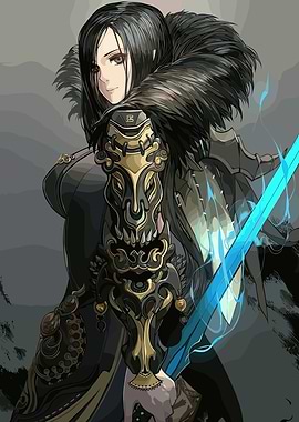 Warrior Woman with Glowing Sword