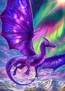 Purple Dragon Aurora Sky
