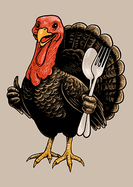 Ok! Thanksgiving Turkey with Utensils