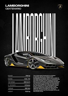 Lamborghini Centenario Poster