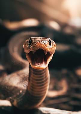 Aggressive Snake with Open Mouth