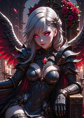 Dark Angel Warrior with Pink Eyes