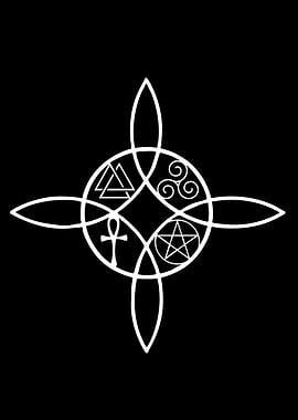 Wiccan Symbol with Four Elements