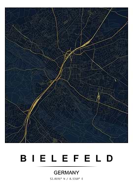Bielefeld Germany Map Poster