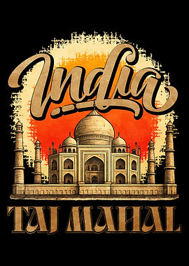 India Taj Mahal Travel Art