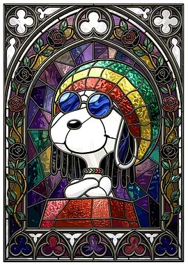 Snoopy in Stained Glass Style