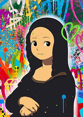 Graffiti Mona Lisa Anime Style