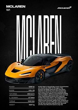 McLaren W1 Supercar Poster