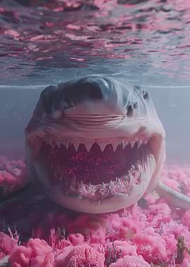 Shark Swimming Through Pink Coral Reef
