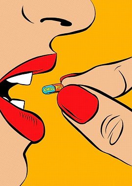 Pop Art Woman Taking a Chill Pill
