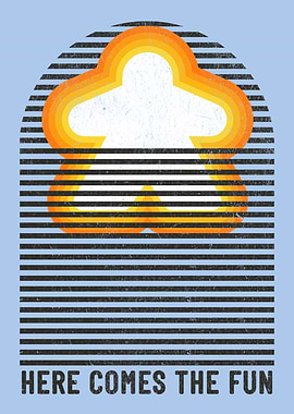 Retro Sunrise Meeple Board Game Room Decor