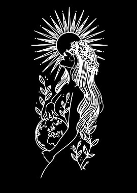 Pregnant Earth Goddess with Sun Crown