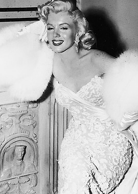Marilyn Monroe in White Gown and Fur