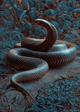Serpentine Cobra in Lush Jungle