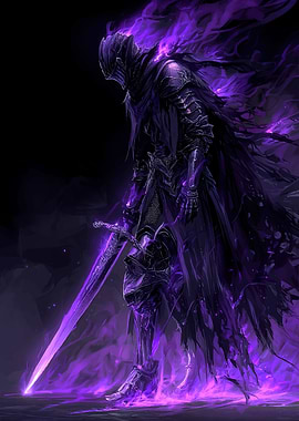 Dark Knight with Purple Fire Sword