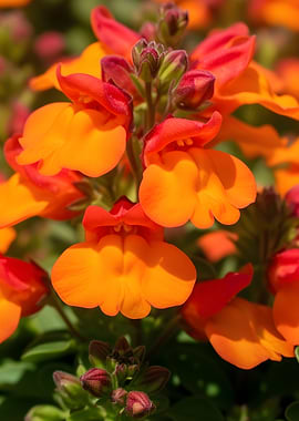 Close-up of Orange and Red Flowers