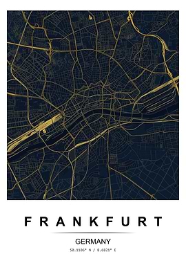 Frankfurt Germany Map Art
