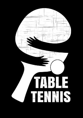 Table Tennis Logo with Hugging Arms