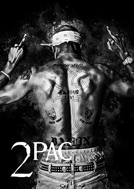 Tupac Shakur '2Pac' Back Tattoo Poster