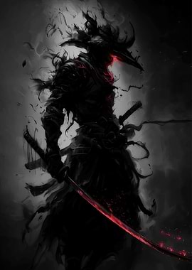 Dark Samurai with Glowing Red Sword