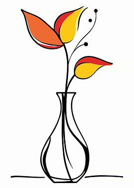 Stylized Floral Arrangement in a Vase