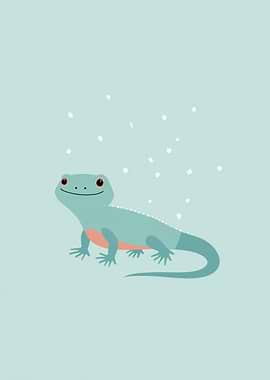 Cute Blue Lizard with Pink Belly